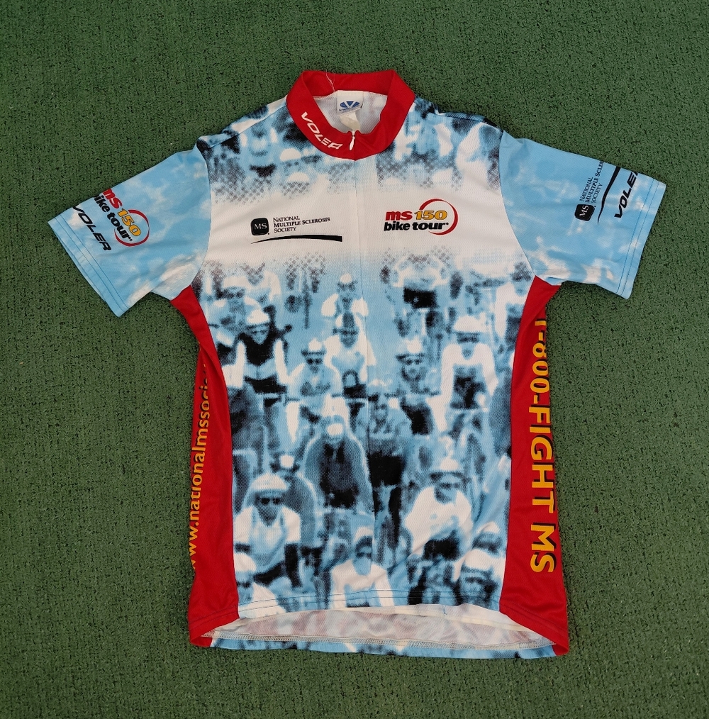 Voler MS 150 Bike Tour Blue & Red Zip Up Cycling Jersey Sz Medium